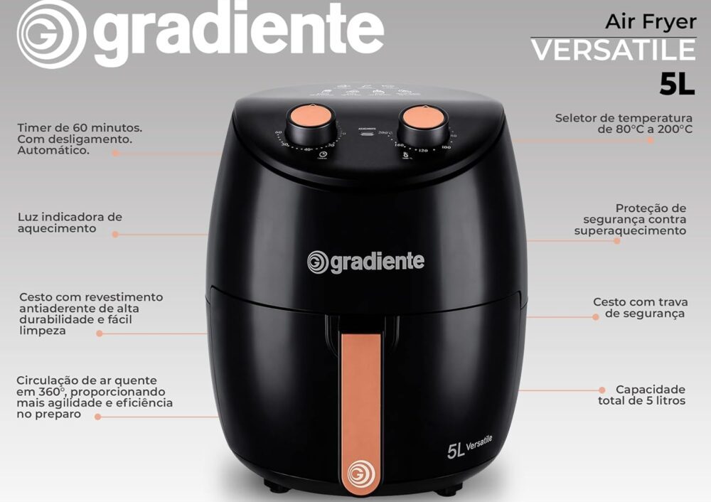 Fritadeira Elétrica Airfryer Sem Óleo Gradiente 5,0l Cesto R... | É bom mesmo? Descubra antes de comprar - Image 5
