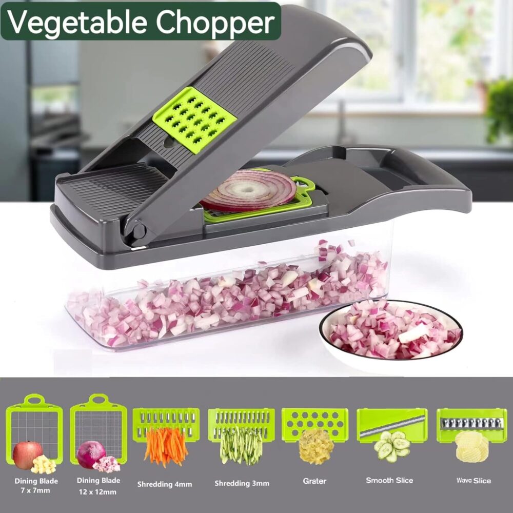 Cortador de legumes cinza 12 em 1 multifuncional para alimen... - Image 2