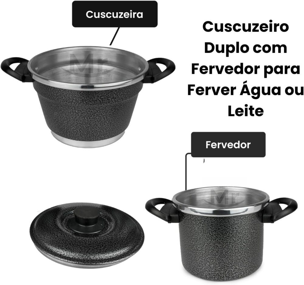 Cuscuzeiro Nordestino Duplo N16 com Tampa Leiteira e Caneco ... - Image 3