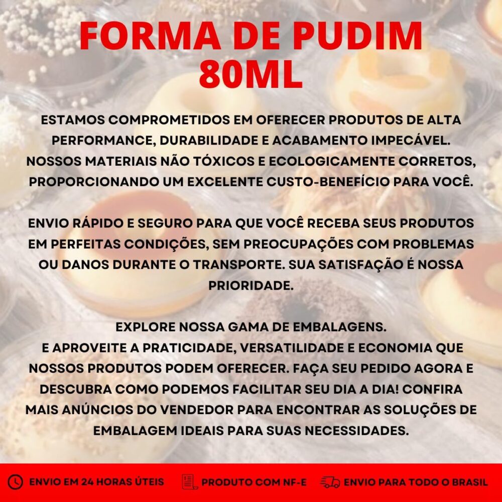 80 Formas de Plástico Para Pudim Banho Maria e Forno - 80ml - Image 5