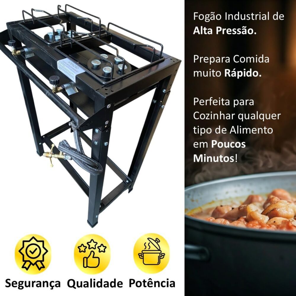 Fogão Industrial de Alta Pressão, 2 Bocas, Modelos Junior e ... - Image 2