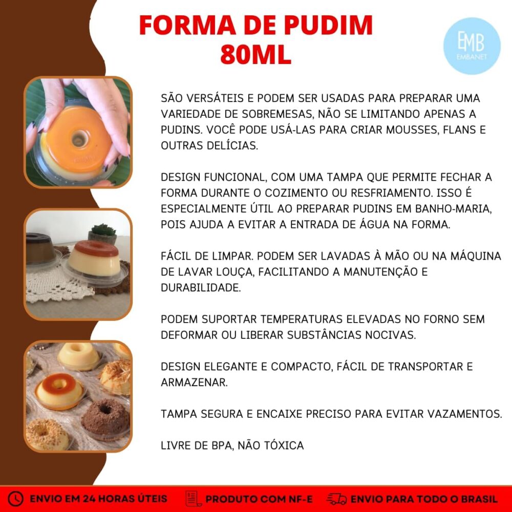 80 Formas de Plástico Para Pudim Banho Maria e Forno - 80ml - Image 2