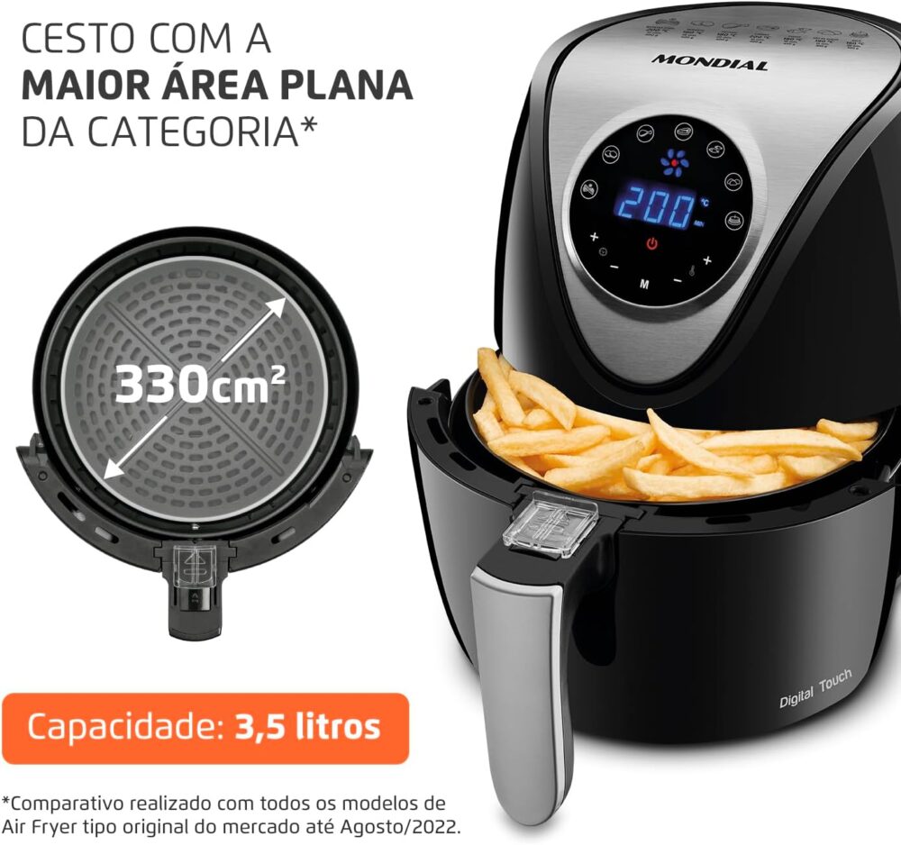 Fritadeira Sem Óleo Air Fryer 3,5L, Mondial, Preto/Inox, 150... | É bom mesmo? Descubra antes de comprar - Image 2