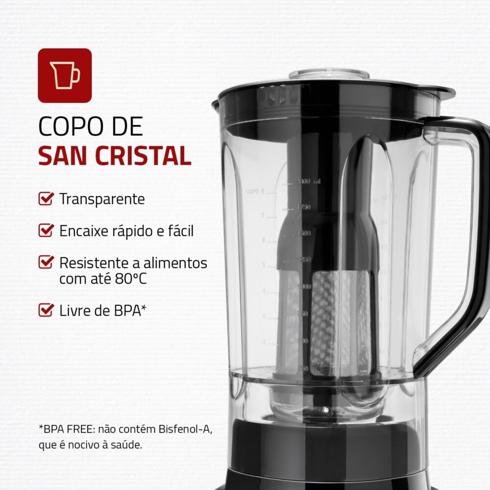 Liquidificador Turbo, Mondial, Preto/Inox, 1000W, 220V - L-1... - Image 3