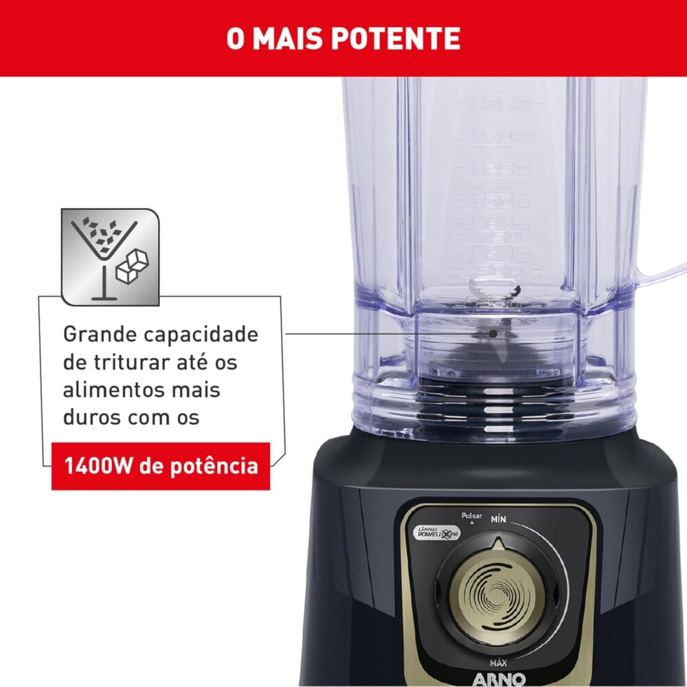 Liquidificador Arno Powermax Autolock 1400W LN82, Cinza Chum... - Image 3