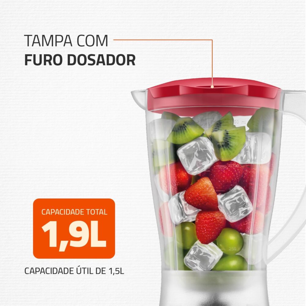 Liquidificador Easy Power, Mondial, Vermelho, 550W, 110V - L... - Image 4