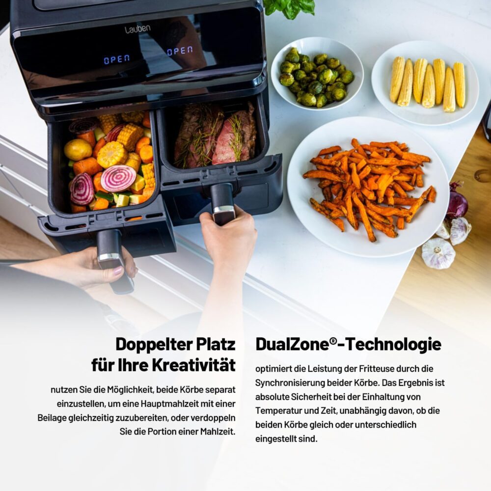 Lauben DualZone® Heißluftfritteuse 8000BC Air Fryer mit zwei... | É bom mesmo? Descubra antes de comprar - Image 2