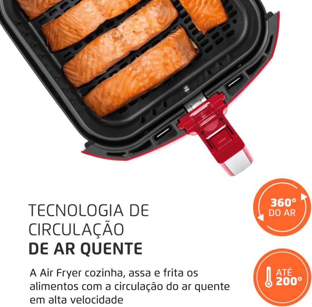 Fritadeira Sem Óleo Air Fryer 5L, Mondial, Vermelho/Inox, 19... | É bom mesmo? Descubra antes de comprar - Image 5