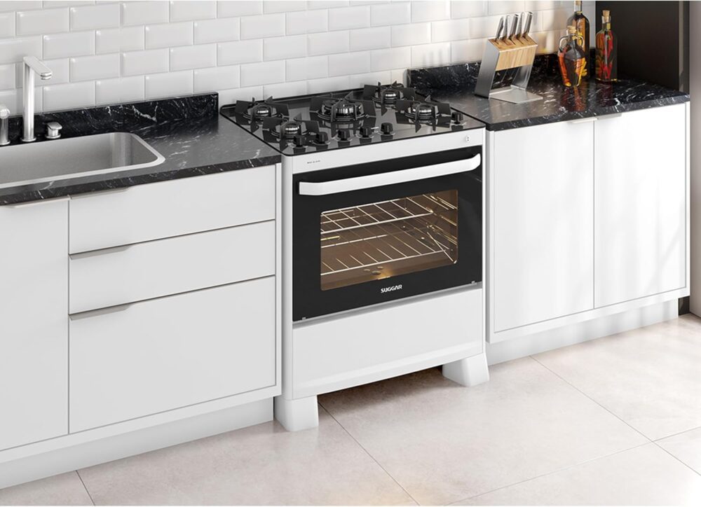 SUGGAR FOGÃO MAX GLASS BRANCO MESA DE VIDRO 5 BOCAS TRIPLA C... - Image 3