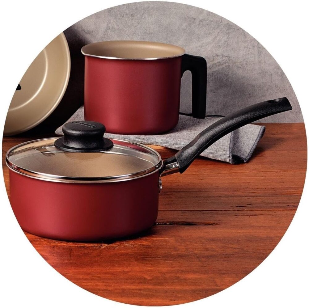 Kit para Cozinha 11 Peças com Jogo de Panelas Vermelho e Ute... - Image 3