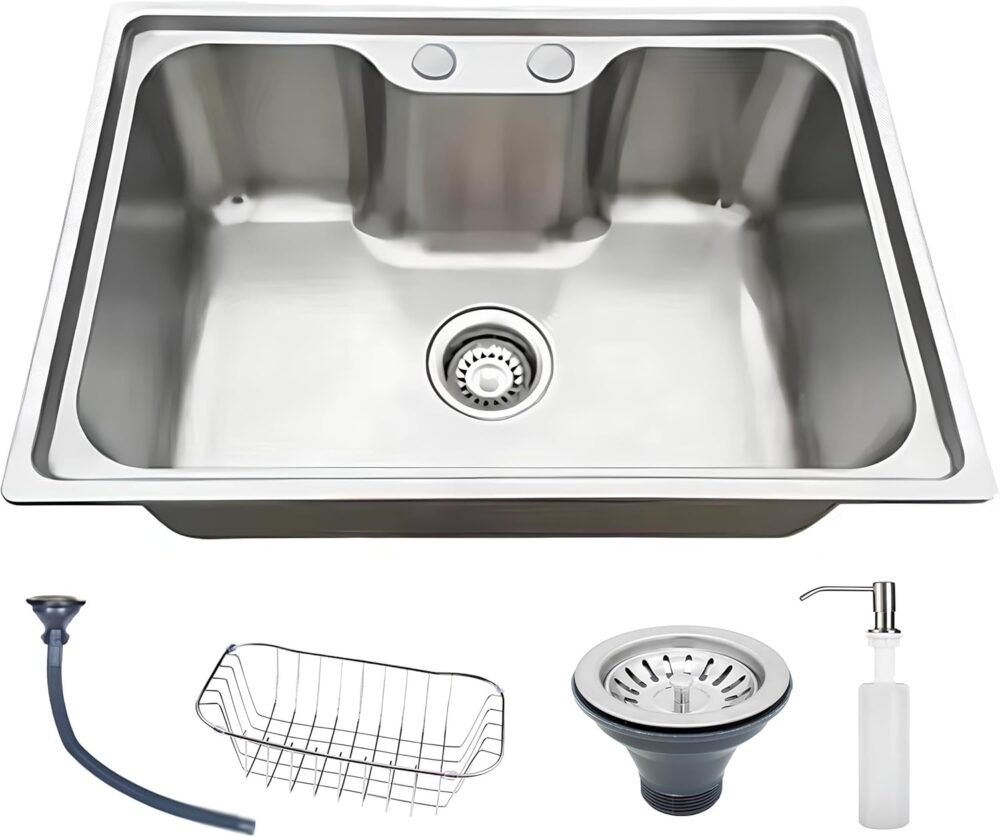 Cuba de Cozinha Gourmet Quadrada com Acessórios 70x45 Aço In...