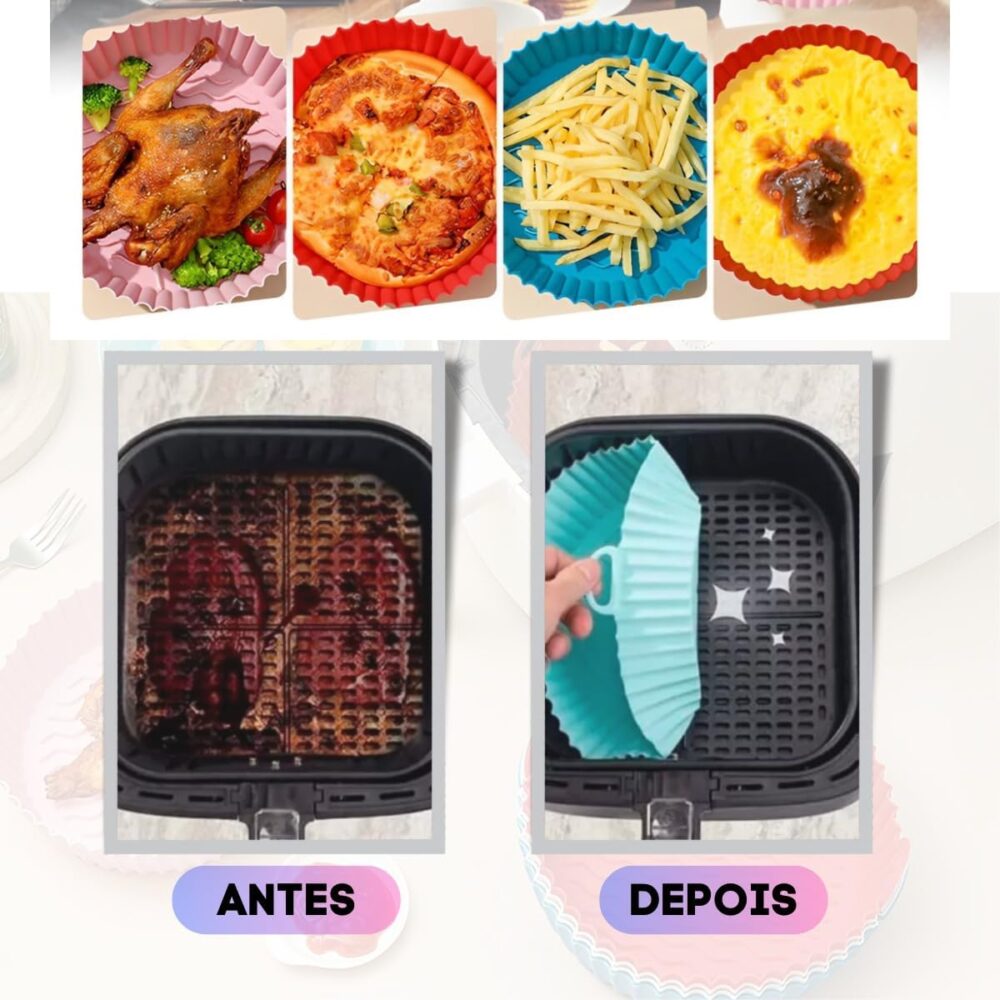 Kit Com 6 Formas Cesta Redonda de Silicone Para Air Fryer Fr... | É bom mesmo? Descubra antes de comprar - Image 7