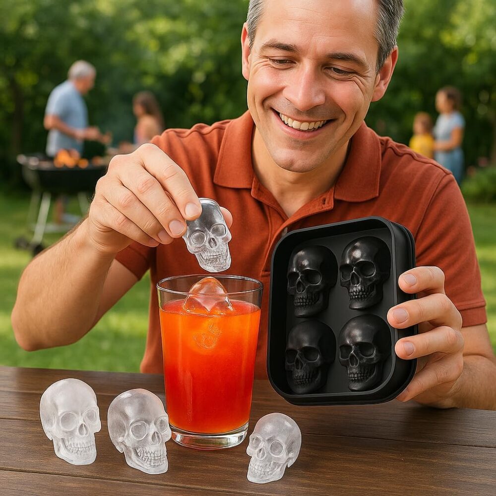 Forma de Gelo Caveira 3D em Silicone – Molda Cubos Grandes e... - Image 5