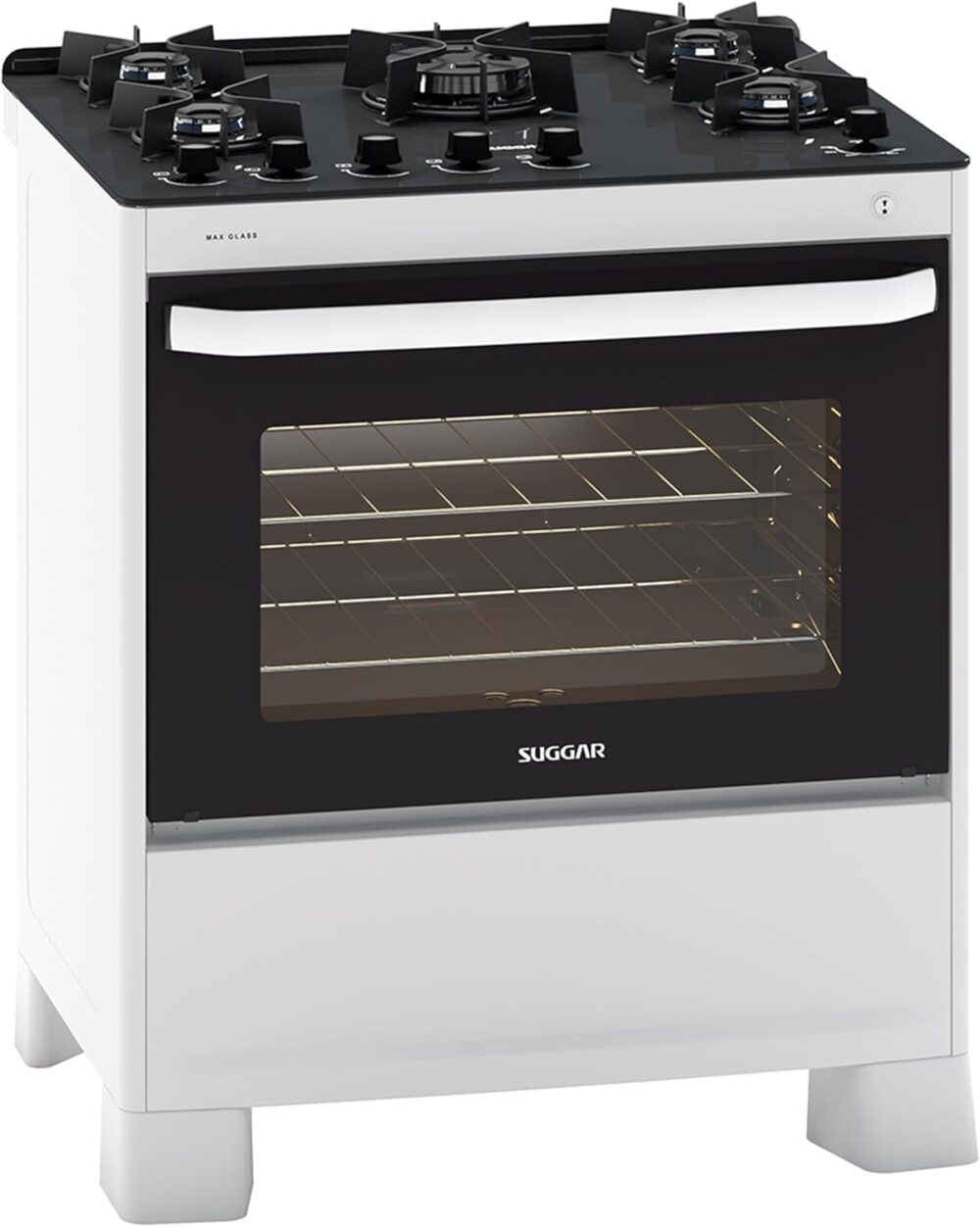 SUGGAR FOGÃO MAX GLASS BRANCO MESA DE VIDRO 5 BOCAS TRIPLA C...