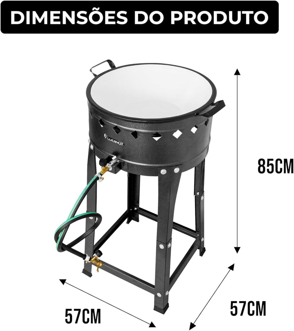 Fritadeira Industrial Fogão a gás Pasteleiro Com Tacho esmal...