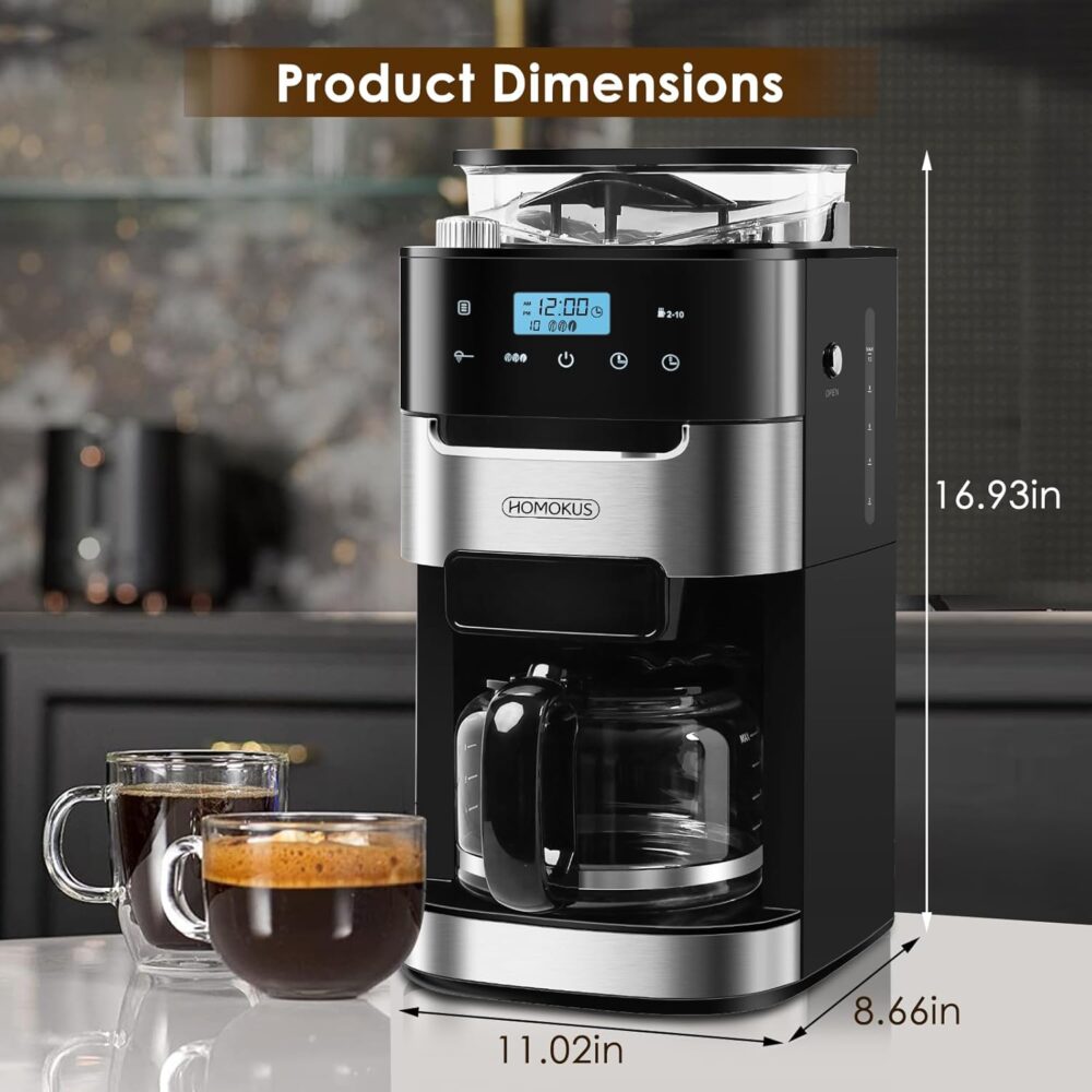 HOMOKUS Cafeteira 10 xícaras com Moedor, Tela Sensível ao To... - Image 5