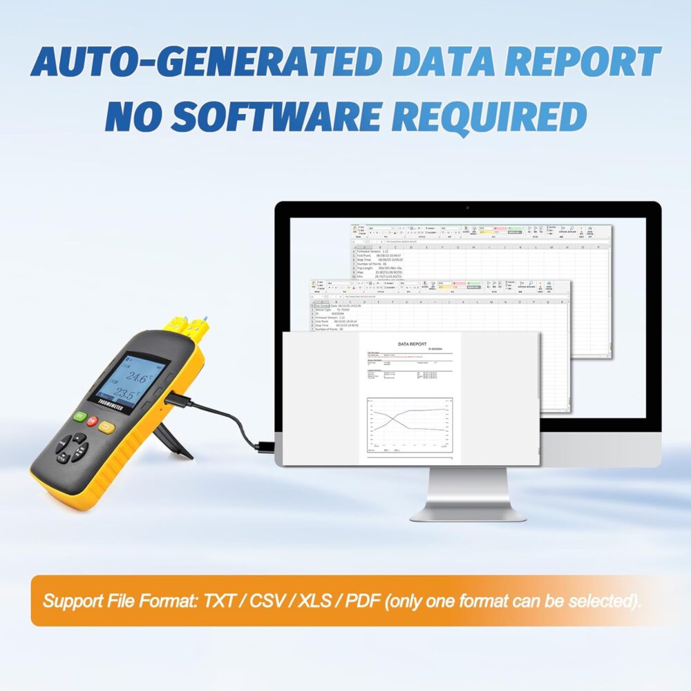 K Tipo Termopar Termômetro Data Logger USB Handheld Dual Can... - Image 2