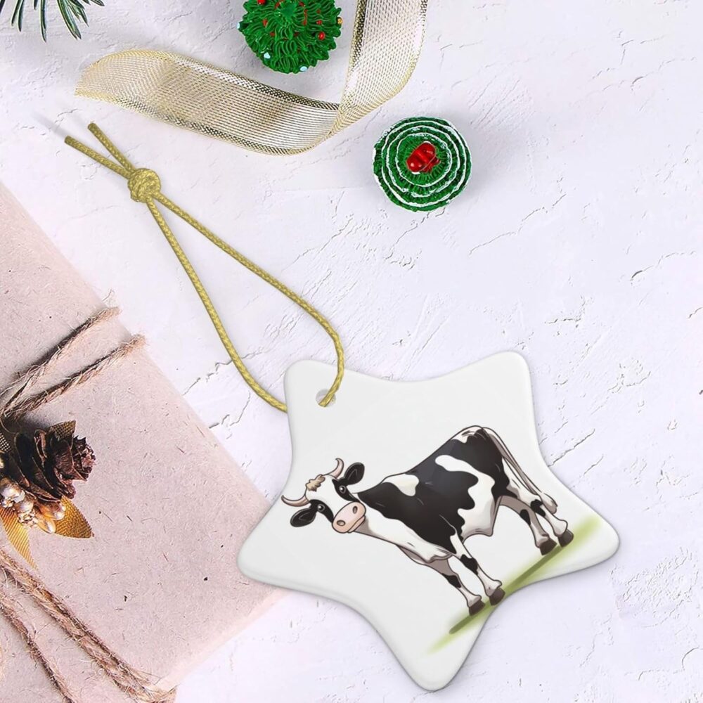 Enfeites de árvore de Natal de cerâmica vaca leiteira, decor... - Image 4