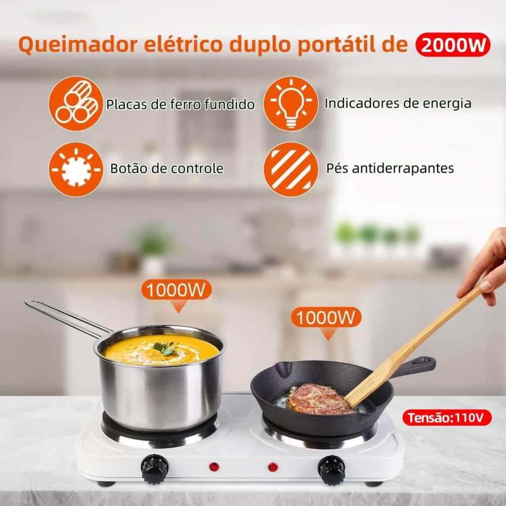 Fogão Eletrico 2 Bocas, Ajuste de Cinco Velocidades Fogao El... - Image 2