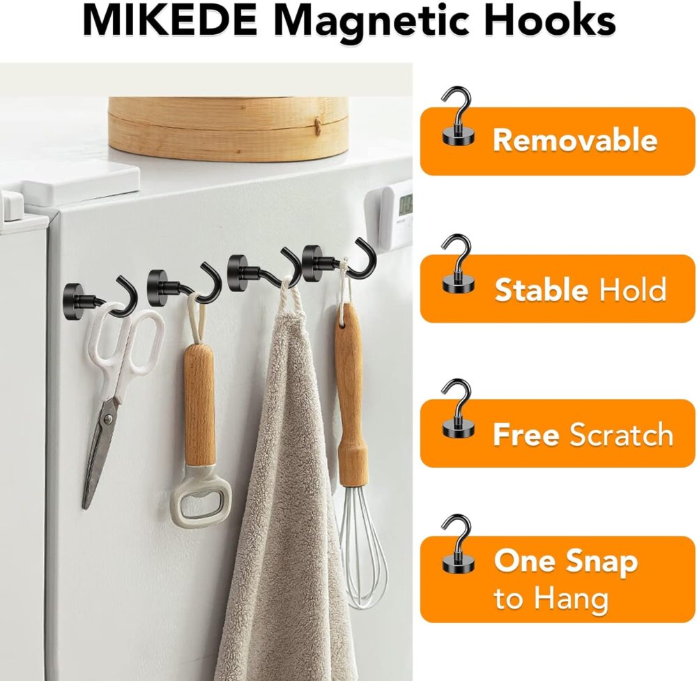 MIKEDE Ganchos magnéticos pretos resistentes, ímãs fortes de... - Image 4