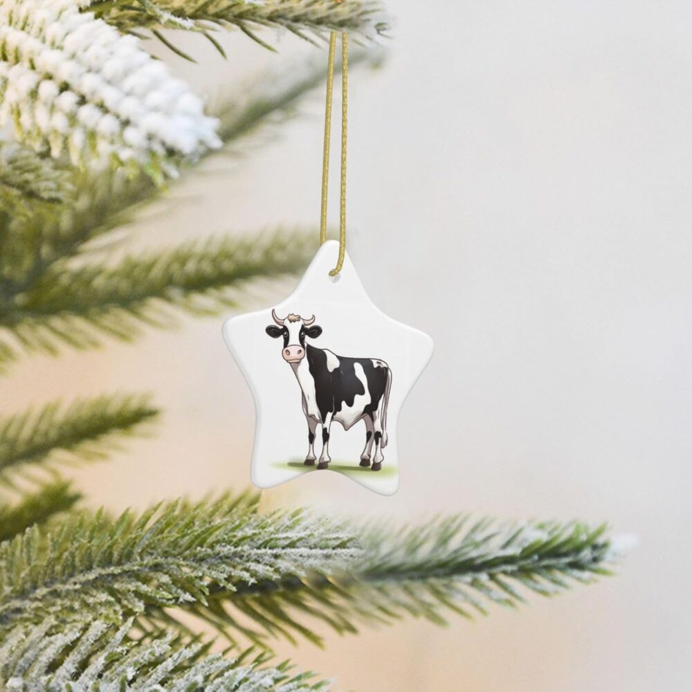 Enfeites de árvore de Natal de cerâmica vaca leiteira, decor... - Image 7