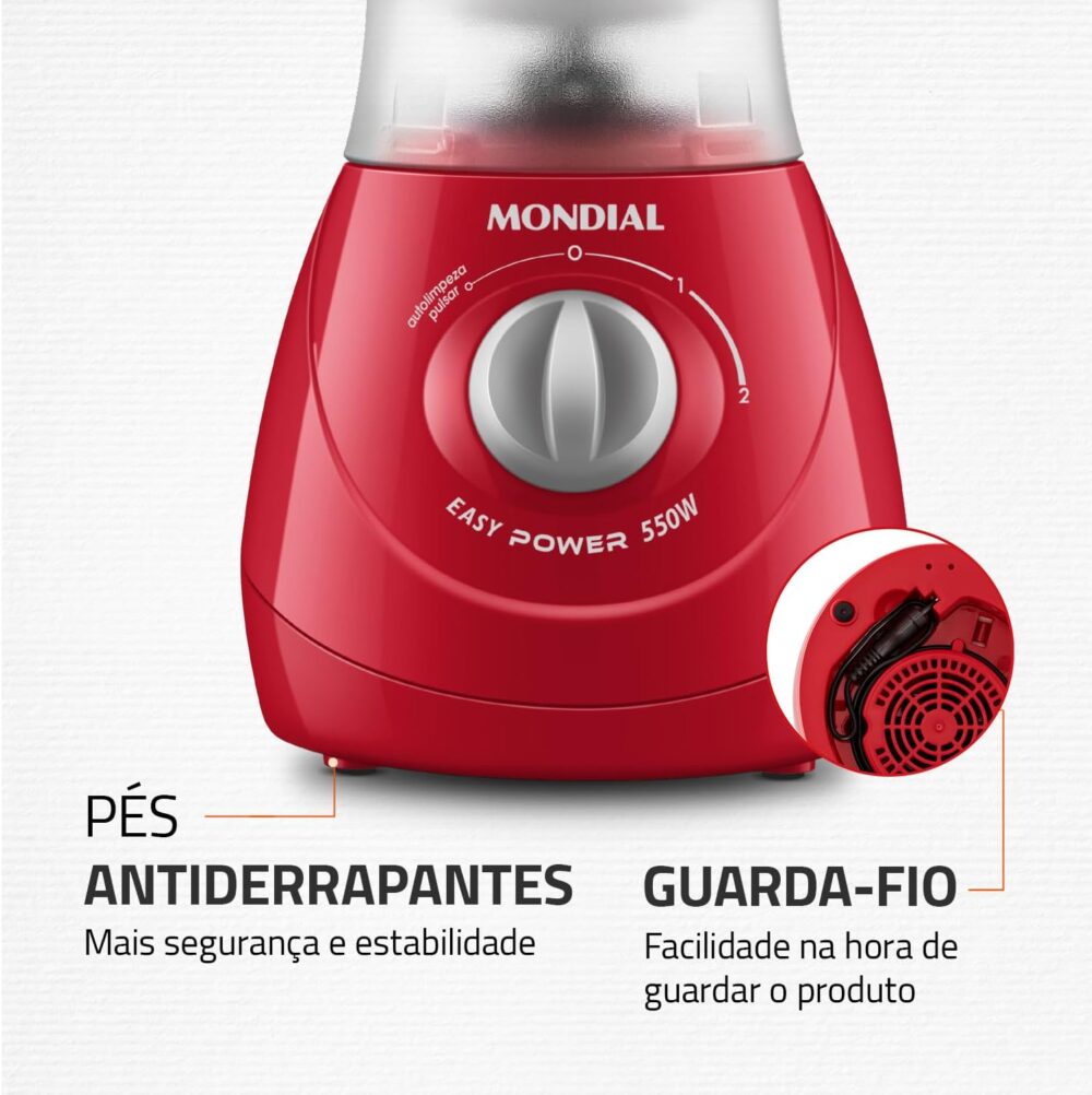 Liquidificador Easy Power, Mondial, Vermelho, 550W, 110V - L... - Image 6