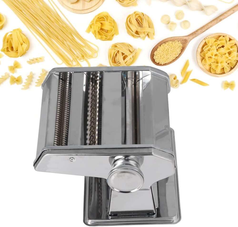 Máquina de Prensar Macarrão Manual de Aço Inoxidável, 2 Lâmi... - Image 6