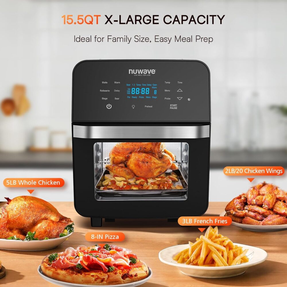 Nuwave Brio 15,5 Qt Air Fryer 10 em 1 Forno Rotisserie taman... | É bom mesmo? Descubra antes de comprar - Image 3