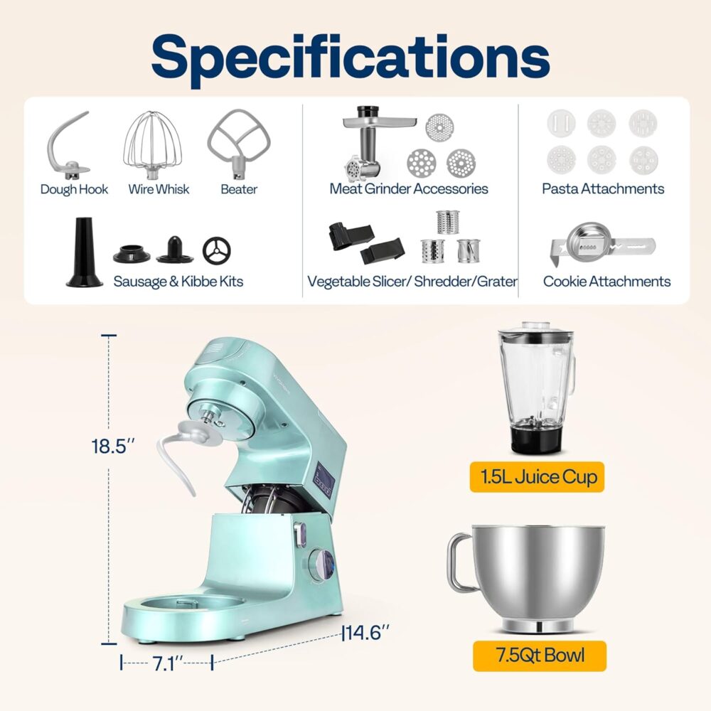VIVOHOME Batedeira Multifuncional 9 Em 1 Com Fermentação, Ti... - Image 8
