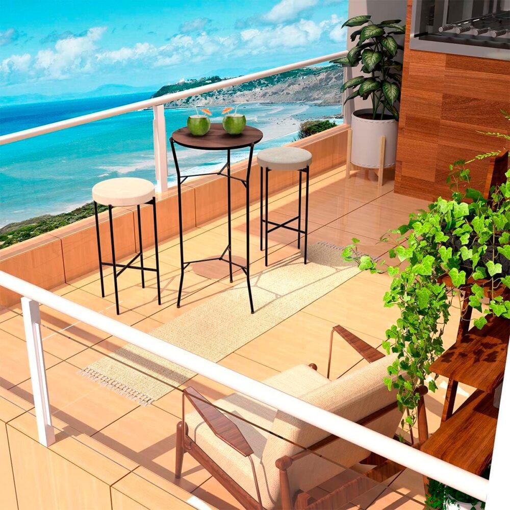 Conjunto Bistrô Bom Banquetas Almofadas Estilo Industrial (F... - Image 6