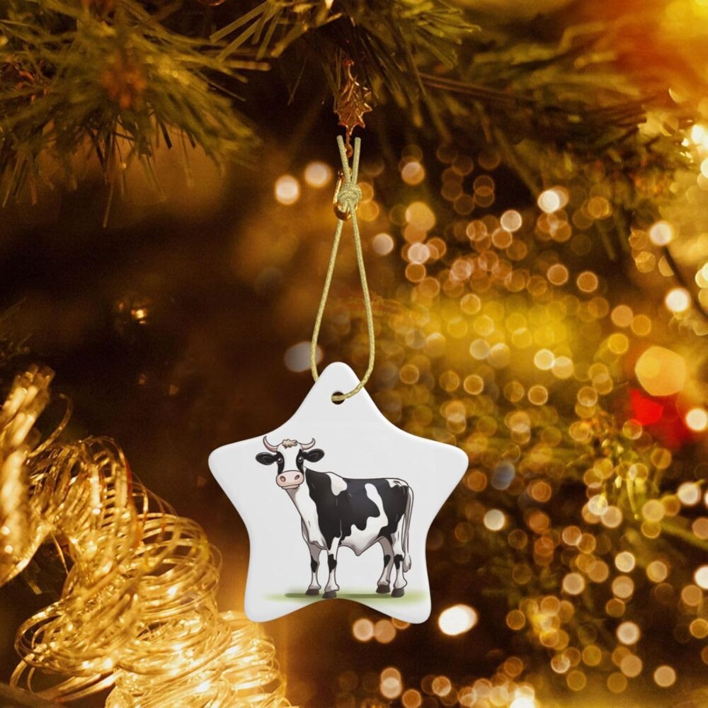 Enfeites de árvore de Natal de cerâmica vaca leiteira, decor... - Image 6