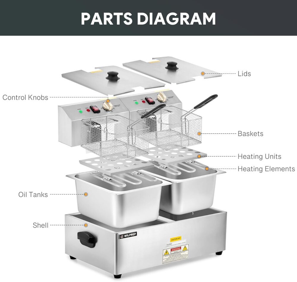 Wilprep Fritadeira Elétrica De 1600 W, Comercial 9 Kg Com Do... - Image 8