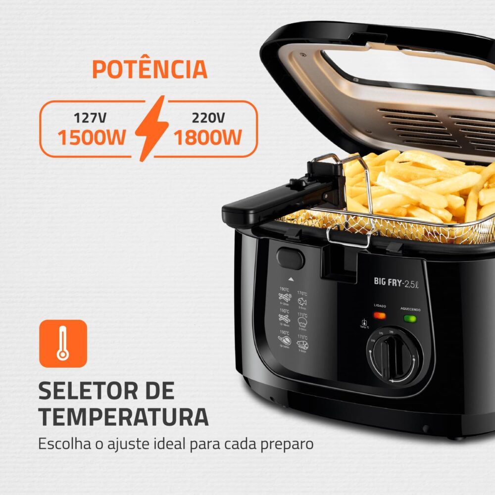 Fritadeira Elétrica Big Fry 2,5L, Mondial, Preto, 1500W, 220... | É bom mesmo? Descubra antes de comprar - Image 2