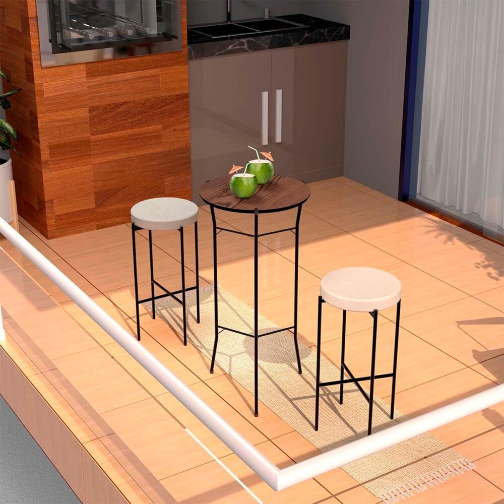 Conjunto Bistrô Bom Banquetas Almofadas Estilo Industrial (F... - Image 7
