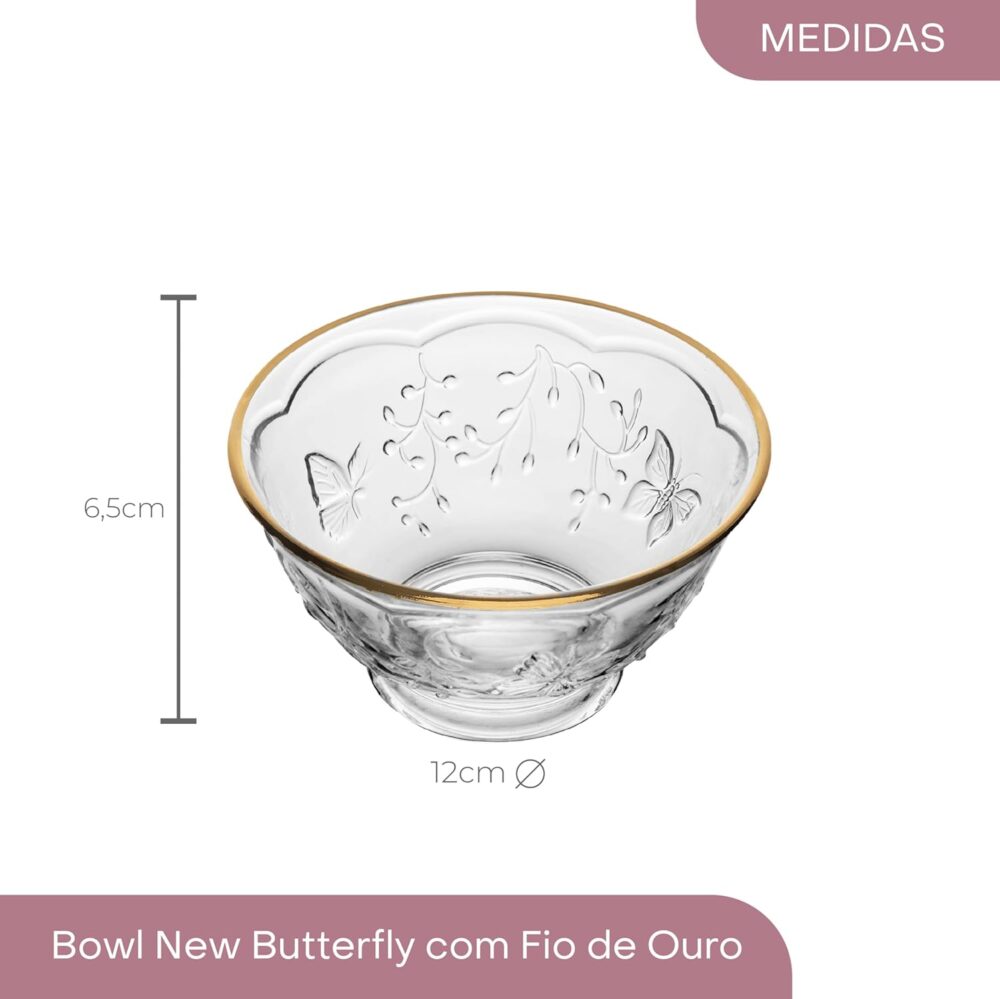 LYOR - Bowl New Butterfly com Fio de Ouro 12cm x 12cm x 6,5c... - Image 4