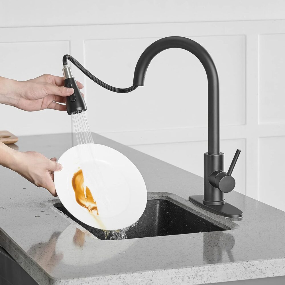 BESy Torneira de cozinha de latão único com pulverizador de ... - Image 8