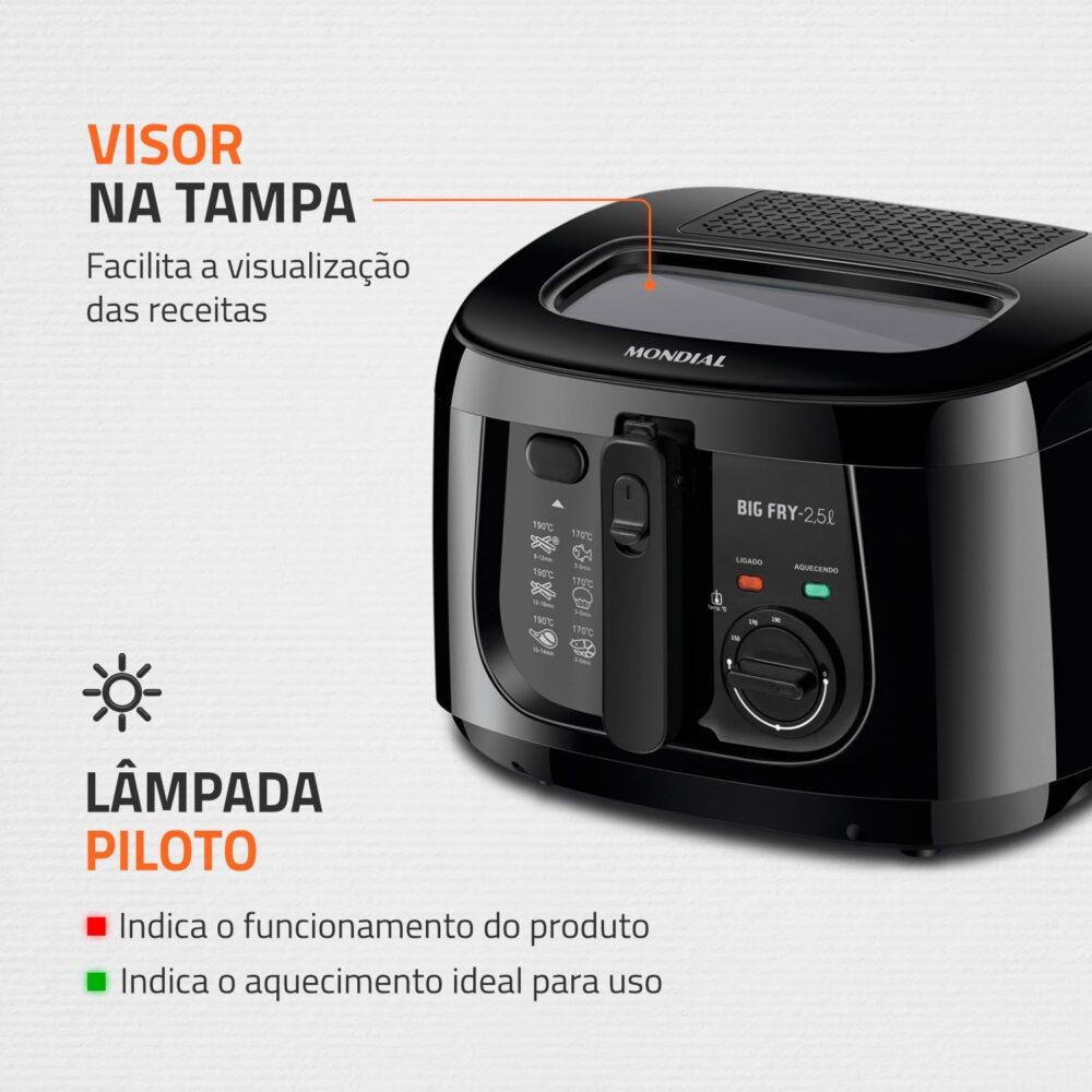 Fritadeira Elétrica Big Fry 2,5L, Mondial, Preto, 1500W, 220... | É bom mesmo? Descubra antes de comprar - Image 6