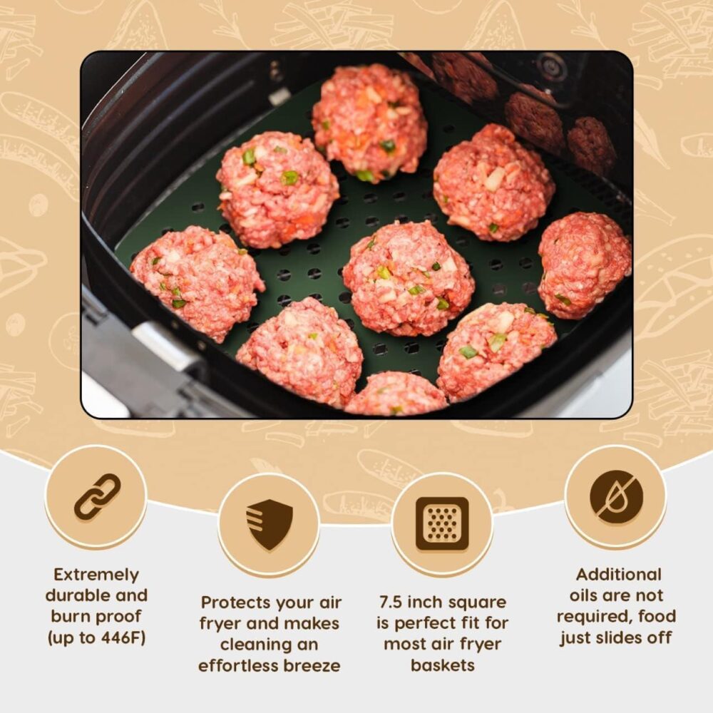 Kit 2 Formas Silicone Air Fryer 21x21cm – Tapete Antiaderent... | É bom mesmo? Descubra antes de comprar - Image 4