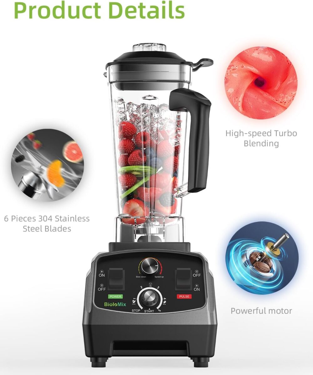 Biolomix Liquidificador Profissional, 2200 Watts, 68 Oz, Sem... - Image 2