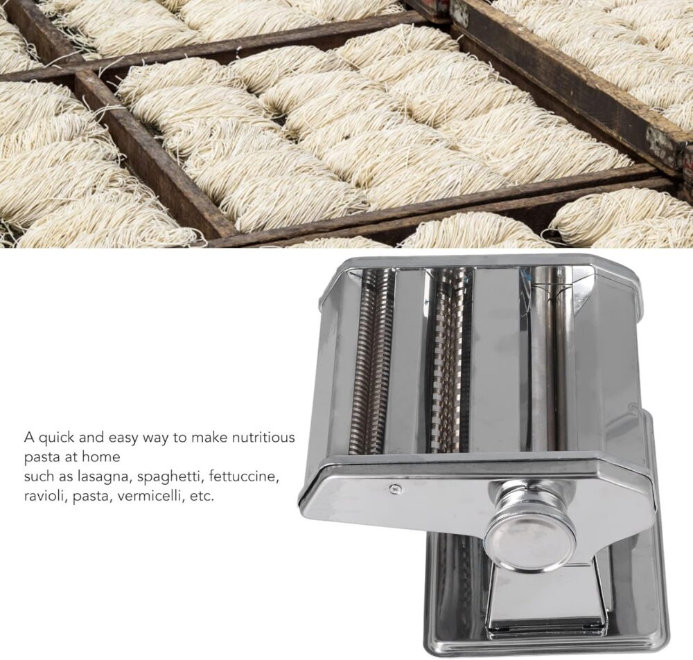 Máquina de Prensar Macarrão Manual de Aço Inoxidável, 2 Lâmi... - Image 4