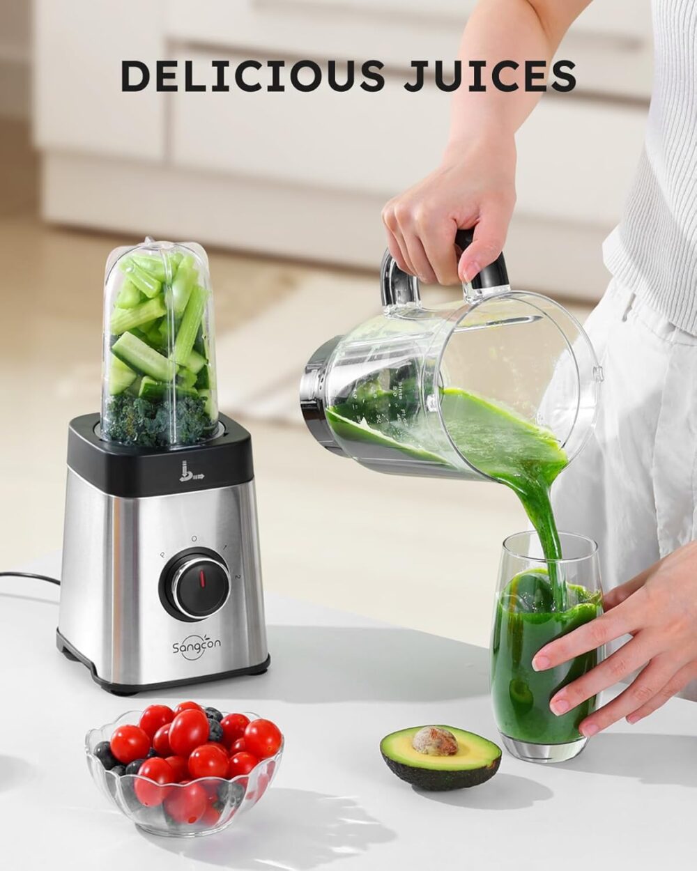 Sangcon Conjunto de liquidificadores e processador de alimen... - Image 3