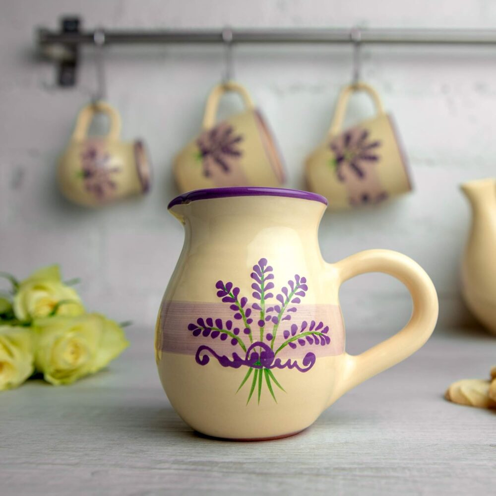 Creme de cerâmica feito à mão lavanda floral roxo e creme pe... - Image 3
