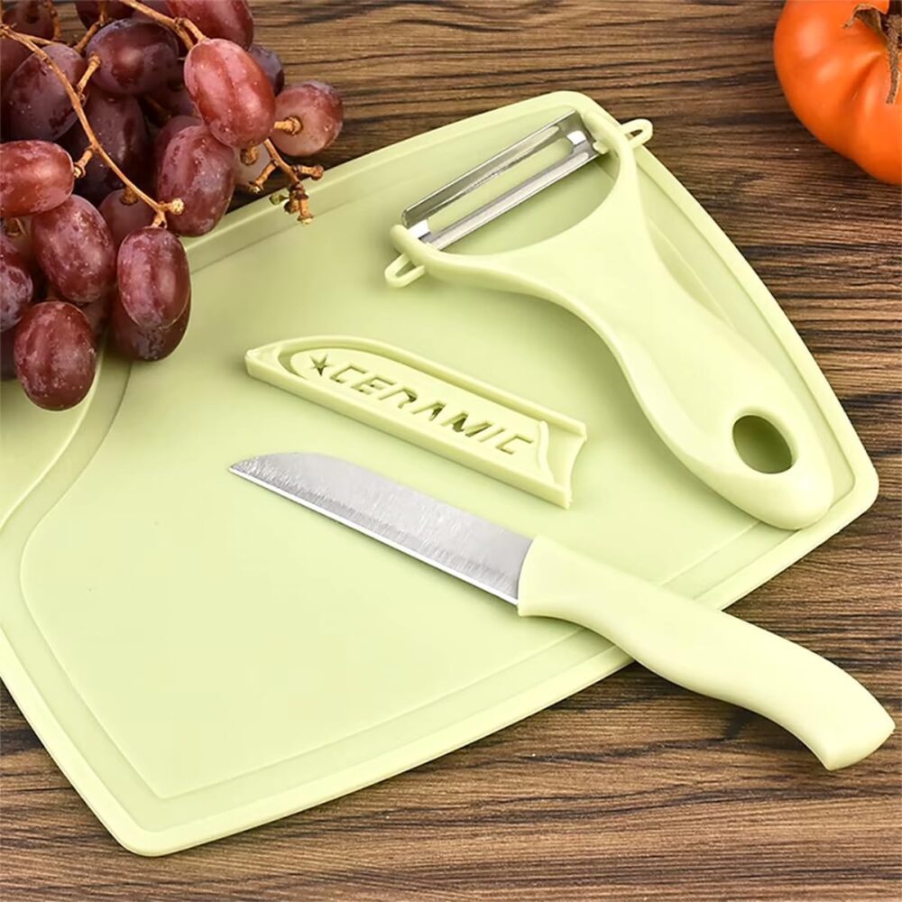 Kit Tábua Descascador e Faca para Cortar Legumes e Frutas, 3... - Image 6