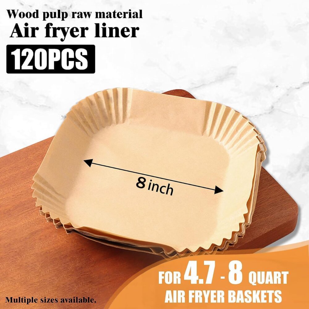 Forros de papel descartáveis Air Fryer, 120 peças de forro a... | É bom mesmo? Descubra antes de comprar - Image 5