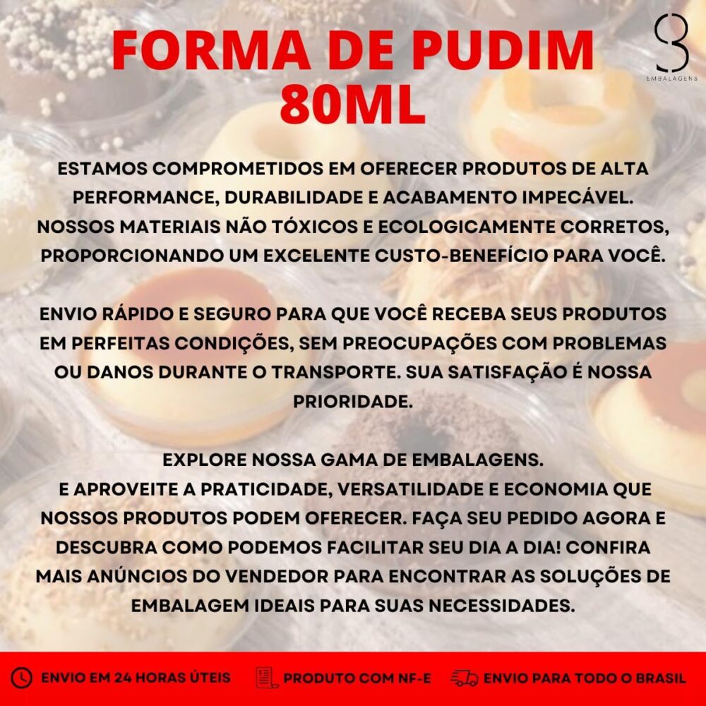 80 Formas de Plástico Para Pudim Banho Maria e Forno - 80ml - Image 5