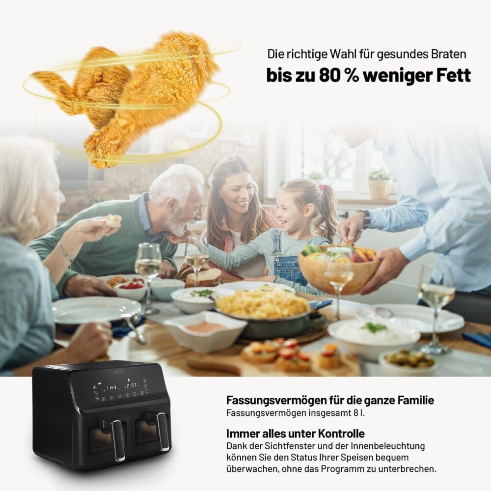 Lauben DualZone® Heißluftfritteuse 8000BC Air Fryer mit zwei... | É bom mesmo? Descubra antes de comprar - Image 4