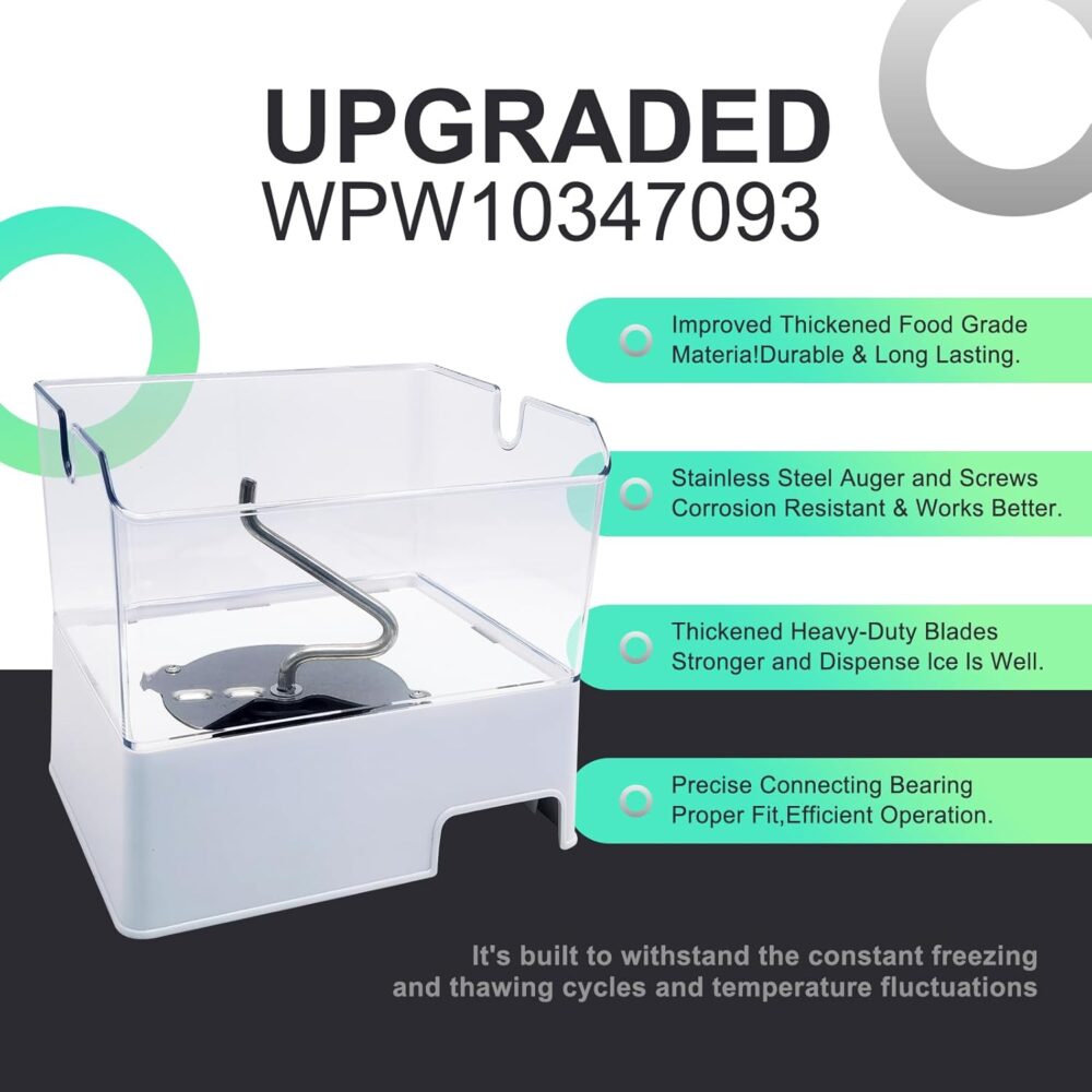 Balde de gelo WPW10347093 para máquina de gelo Whirlpool, W1... - Image 2