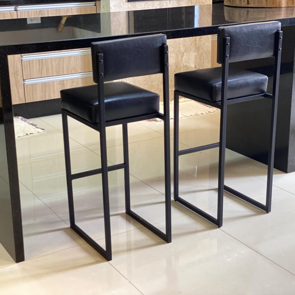 Banqueta para balcão de cozinha de Ferro Estofada em Couro S... - Image 2