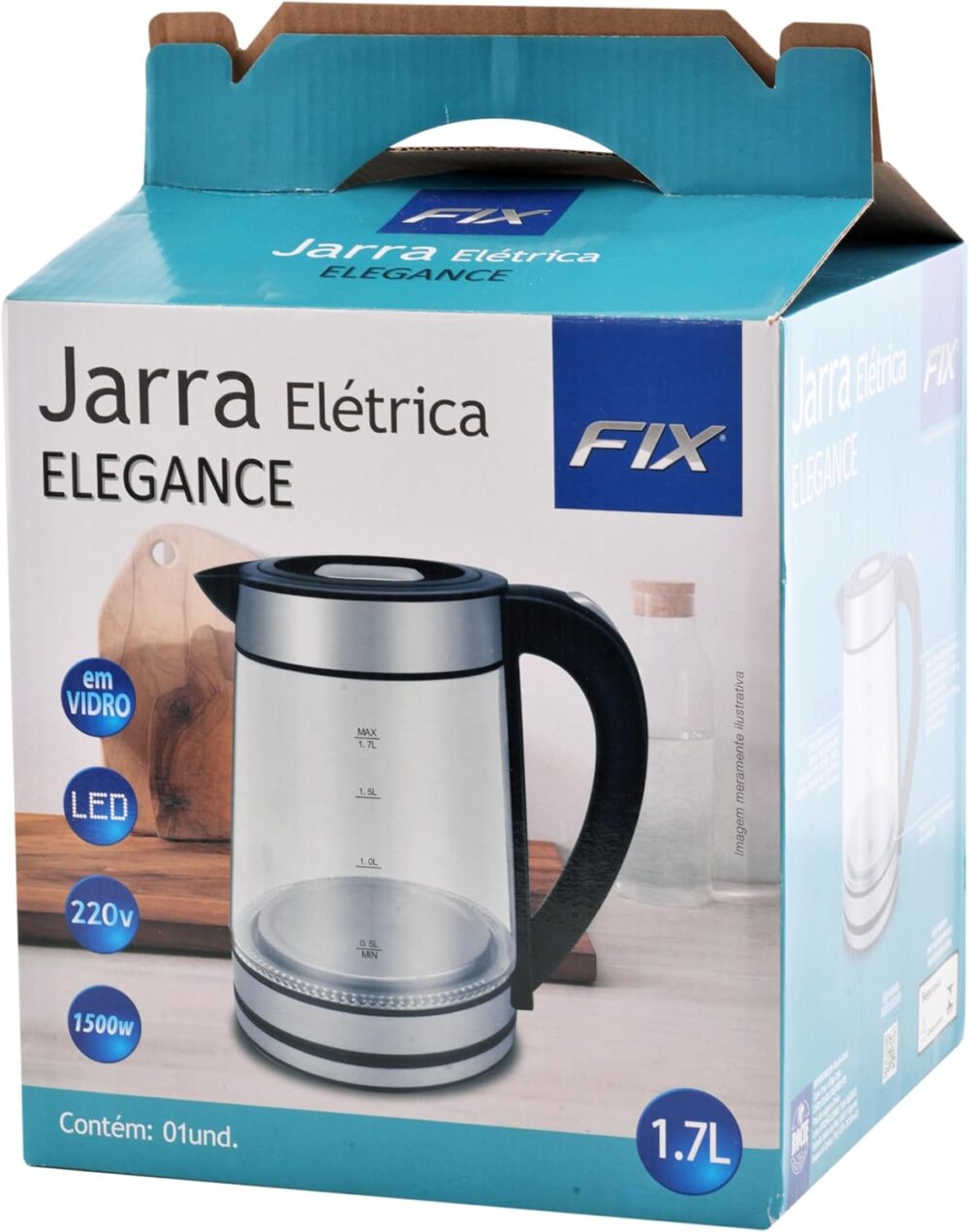 Chaleira Jarra Elétrica Elegance 220v Vidro 1,7 Litros Com L... - Image 2