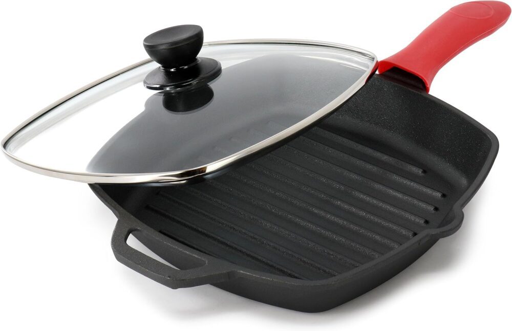 MegaChef Chapa de ferro fundido pré-temperada de 25 cm com t... - Image 2